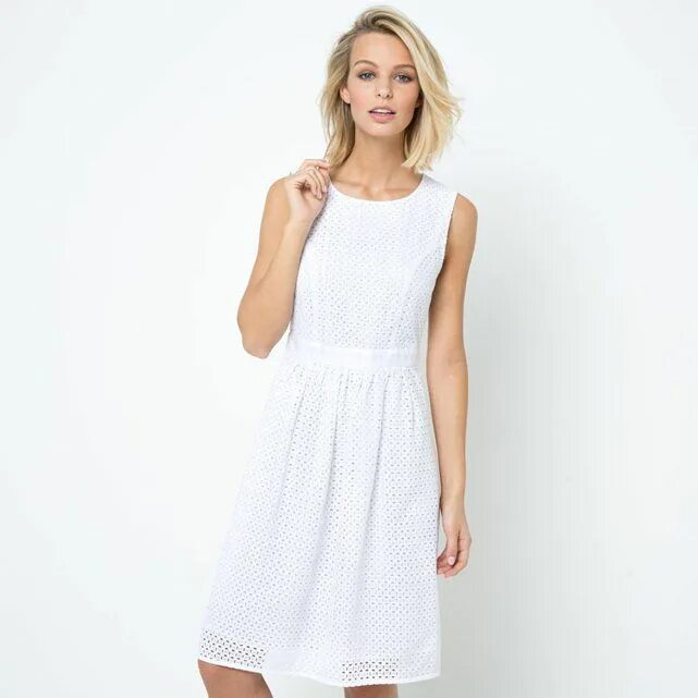Белое платье из хлопка. La Redoute платье белое. Платье из хлопка. Летнее платье из хлопка. Платье из шитья.