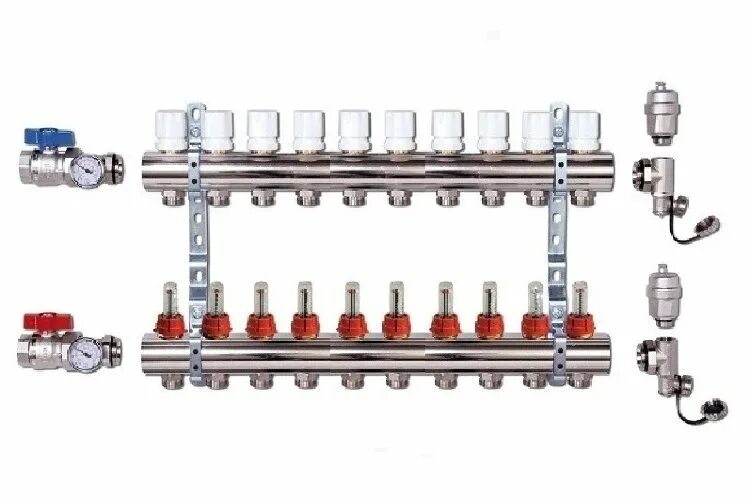 Коллекторная группа 1 1 2. Коллектор 1" латунь с расходомерами HKV/T 4вых - 3/4" (в сборе) Овентроп. Коллекторная группа с расходомерами VIEIR (латунь) 6-вых.. Коллекторная группа 8 вых. 1 Латунь tim.