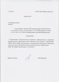 Приказ наименование организации