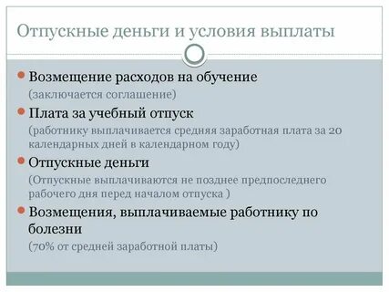 Время выплаты отпускных
