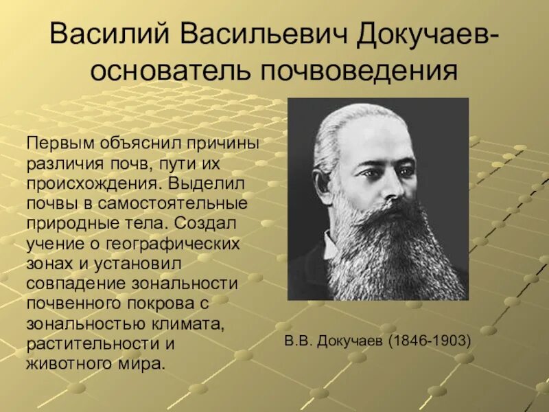 Докучаев основатель почвоведения. Имя великого русского ученого почвоведа