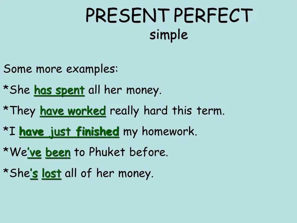 Here are more examples. Present perfect simple examples. Present perfect simple предложения. Present perfect примеры. Present perfect simple примеры.
