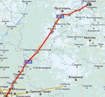 Время в пути от москвы до ярославля