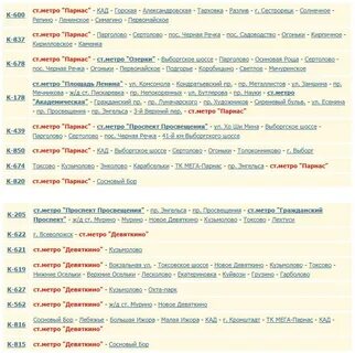 Расписание кузьмолово девяткино