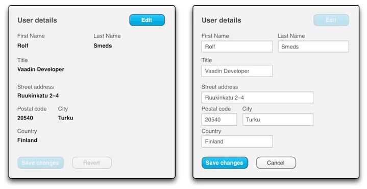 Input last name. Disabled поле input. Vaadin Framework возможности. Readonly input. Input fields Design interface.