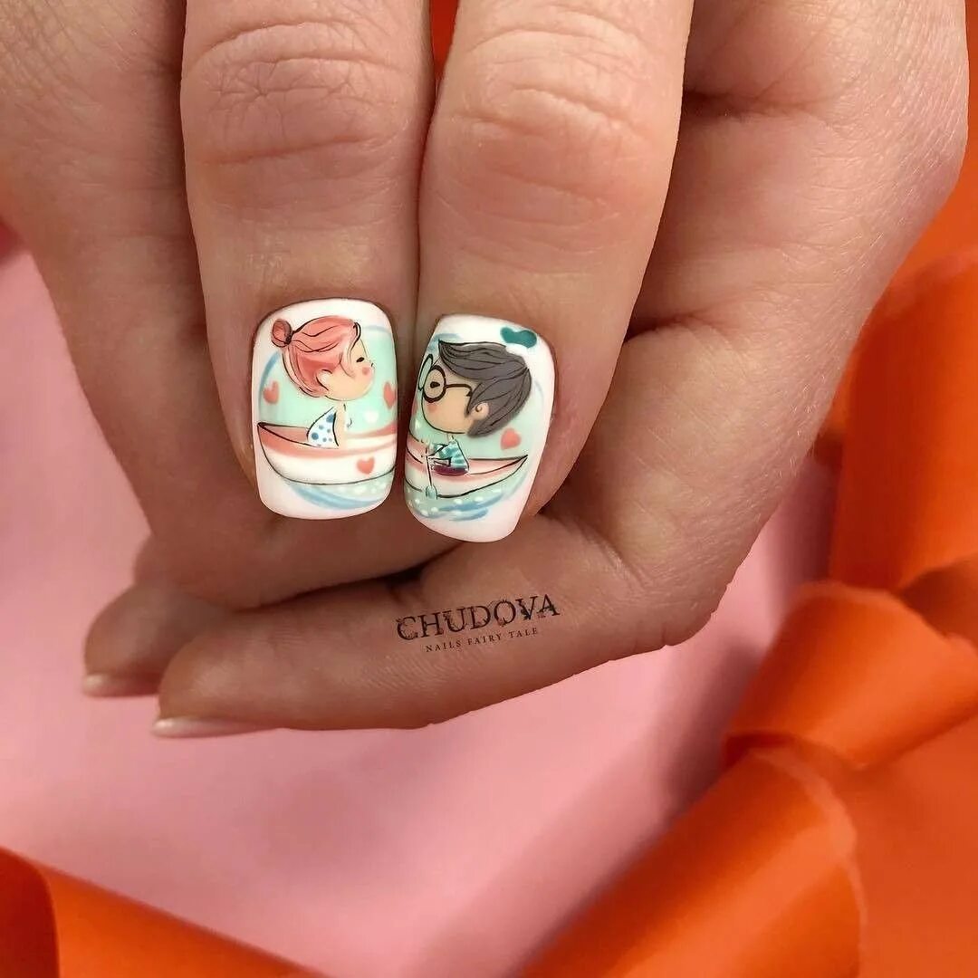 маникюр для влюбленных. маникюр парочка. романтический маникюр. маникюр на день влюбленных. маникюр для влюбленных.