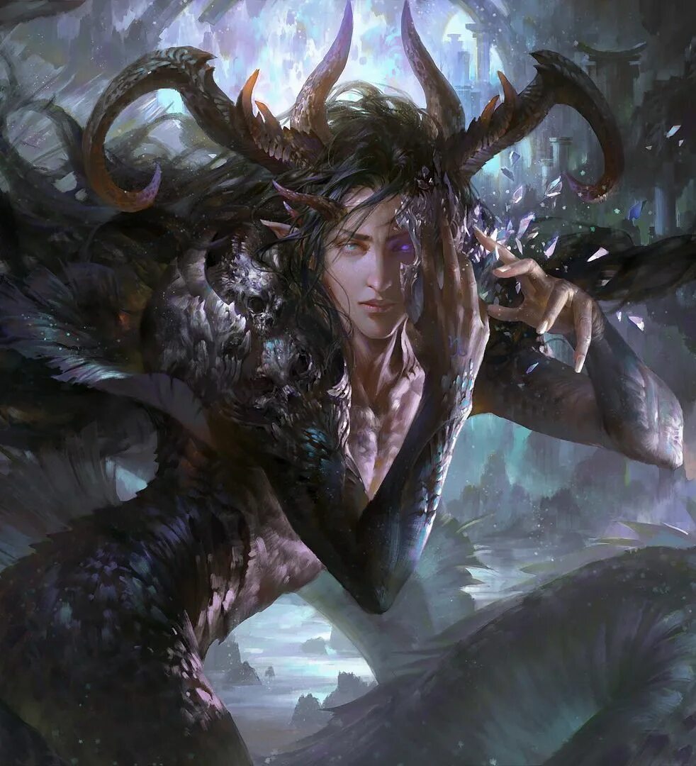 Девушка с рогами козерог. Ламия демоница. Овен дракон девушка. Guangjian huang ангел. Дагдарион демон козерога.