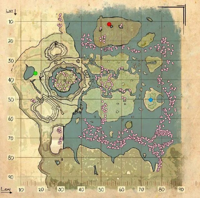 Где в острове находится кварц арк Resource Map (The Center) ARK: Survival Evolved Wiki