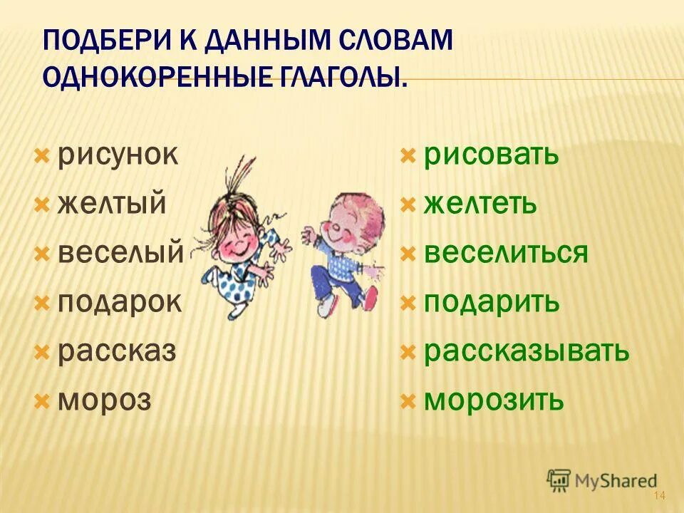 Глагол к слову работать имя существительное. Однокоренные слова глаголы. К данным словам Подбери однокоренные. Подбери к данным словам однокоренные слова. Весело однокоренные слова.