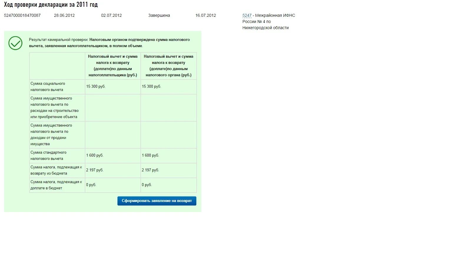 Проверить статус декларации. Подтвержденная налоговым органом. Ход проверки декларации. Камеральная проверка налоговый вычет. Сумма налога к возврату по результатам проверки.