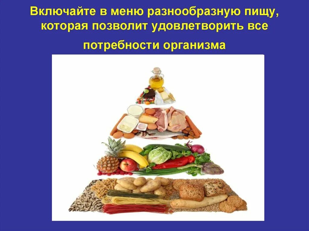 Чем представлен желтый сегмент в разнообразном питании