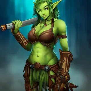 "Female orc in anime style" - image created in Shedevrum.
