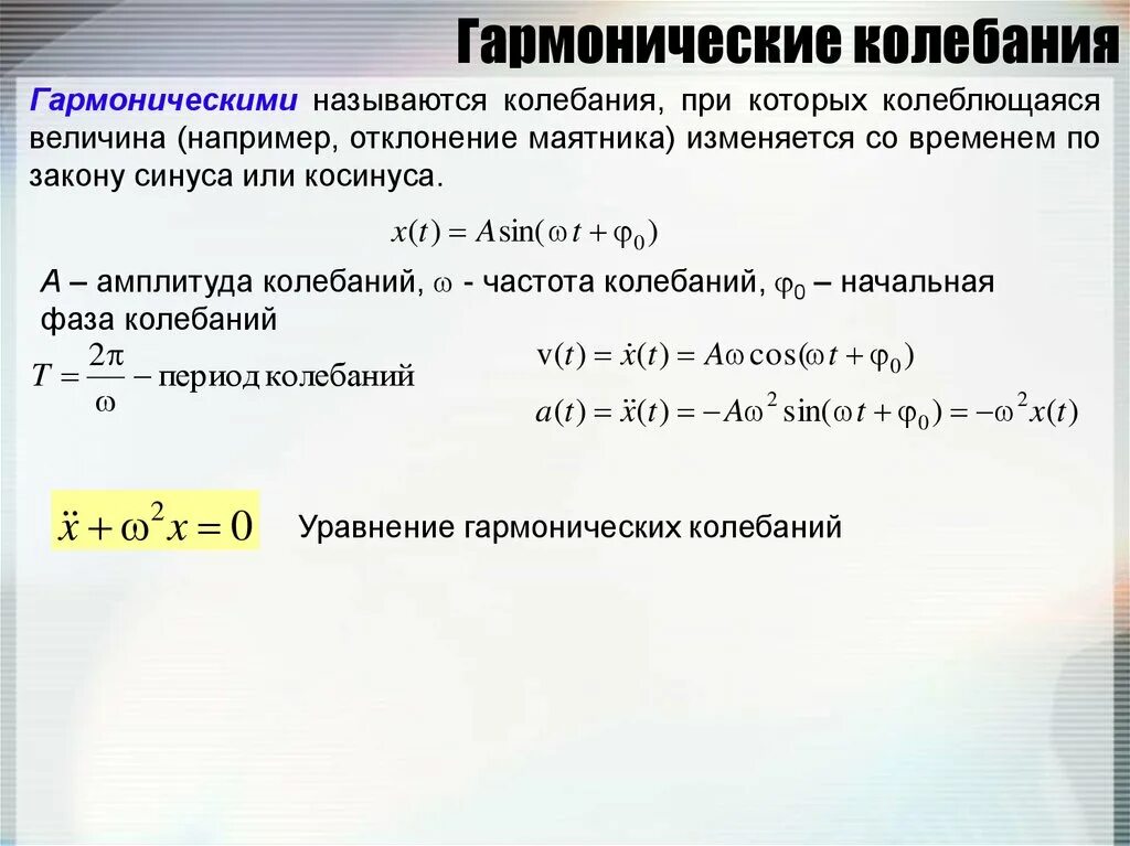 Определение гармонических колебаний. Гармонические колебания. Гармонические колебания- это колебания..... Гармоническими колебаниями называются. Что называют гармоническими колебаниями.