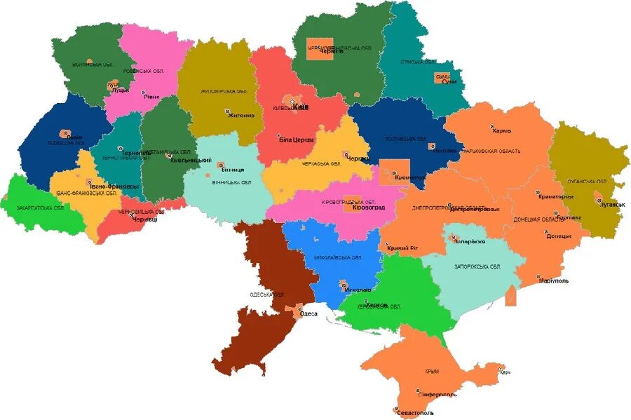 Области на 2014 г 2. Административные единицы Украины. Области Украины. Административная карта Украины. Карта Украины с областями.