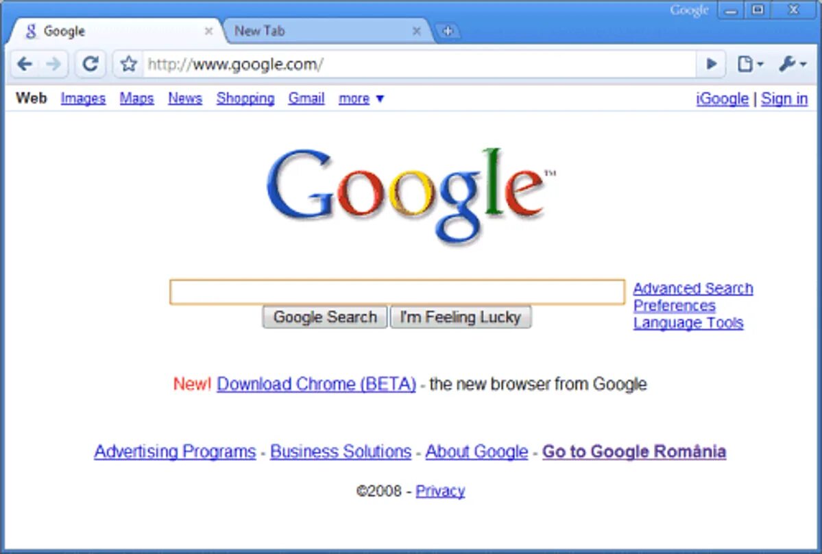 Google Chrome 2008 года. Google.com. Google search. Google web поиск. Google результаты поиска