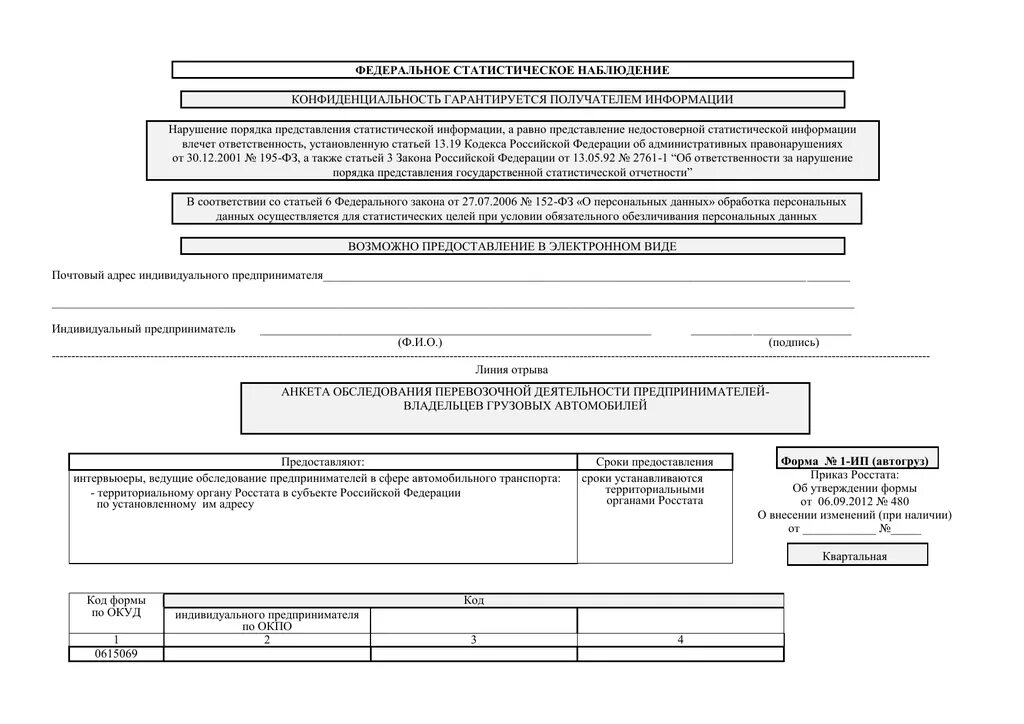 Отчет ип сведения о деятельности ип. Форма 1ип Автогруз в статистику. Форма 1-ИП Автогруз. 0615069 - "Форма № 1-ИП (Автогруз)". Форма федерального статистического наблюдения 1 Автогруз.