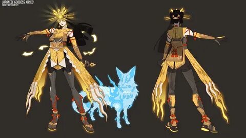 Concept art of Amaterasu Kiriko Mythic skin labeled "Japanese Goddess Kiriko...