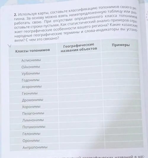 1 используя карту составьте таблицу основные