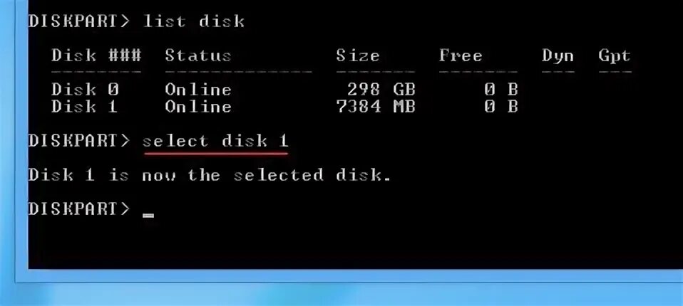 Select disk