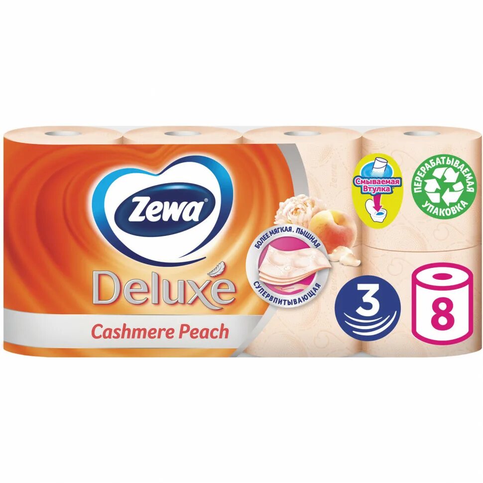 Бумага зева делюкс 3 х. Zewa deluxe туалетная бумага 8 шт 3 слоя персик. туалетная бумага zewa deluxe персик трёхслойная. zewa туалетная бумага 3 слойная 8 рулонов. zewa туалетная бумага 2-х слойная 8шт плюс.