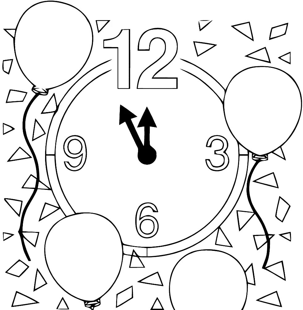 12 5 31. Часы-раскраска. Новогодние. Часы раскраска для детей. Новогодние часы раскраска для детей. Раскраска. Новый год.