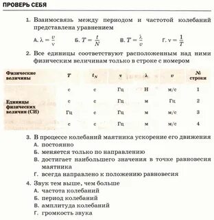 Взаимосвязь между периодами частотой колебаний представлена уравнением