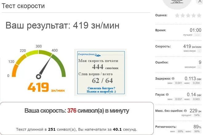Бесплатный тест скорости печати