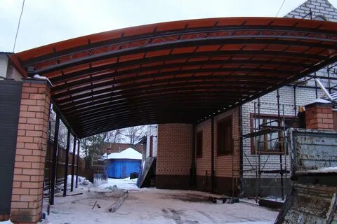 Односкатный навес из металлочерепицы