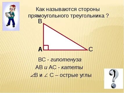 Стороны прямоугольного треугольника заключающие прямой угол называются