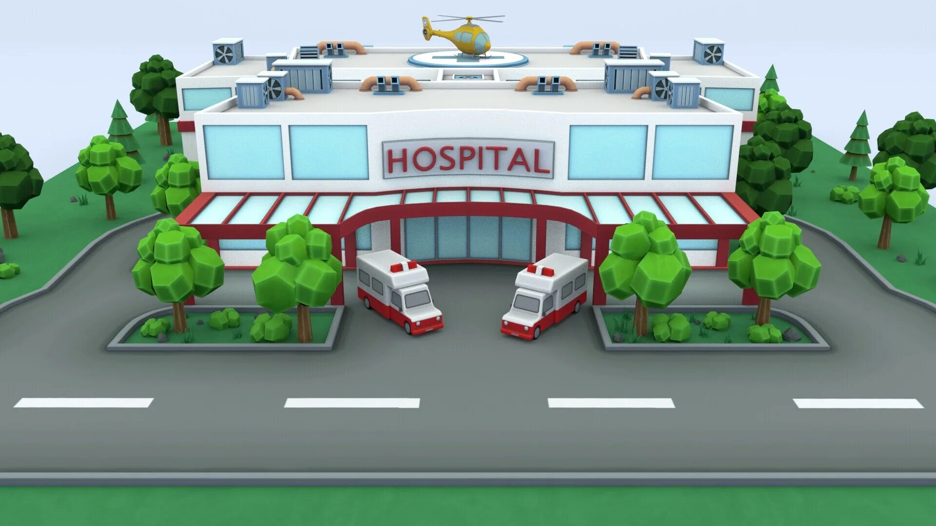 Три госпиталь. Hospital 3d Maxda. Больница 3д модель. 3d модель госпиталя.