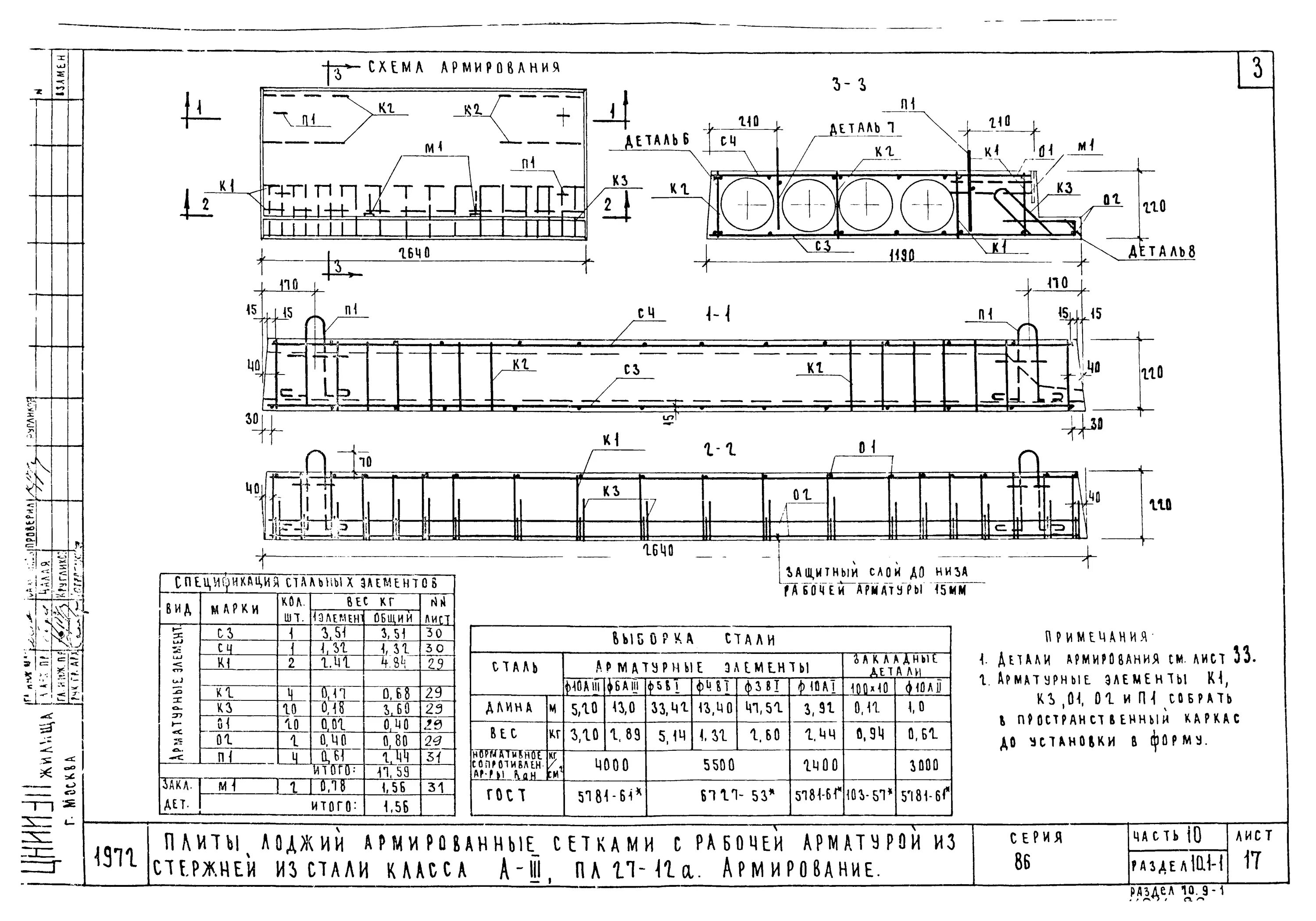 Б 1 251. Проектирование типовых железобетонных изделий в заводских условиях. Пл 33.8.15 Размеры.