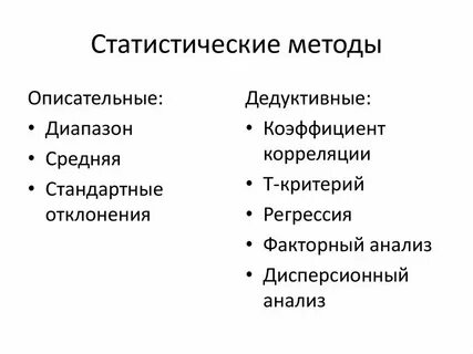 Примеры описательных моделей