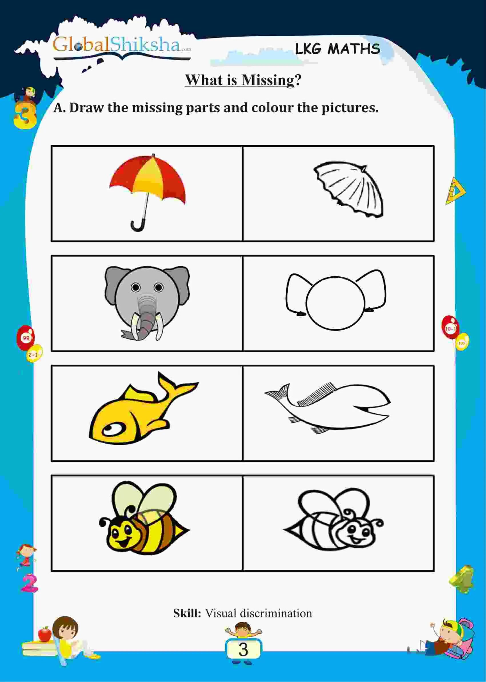 Draw and color перевод на русский. What is missing. draw. activities for nursery and lkg english. draw a missing part. find and draw the missing parts..