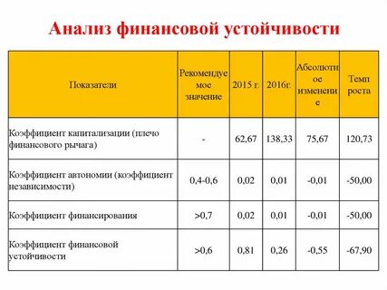 Финансовая устойчивость пример