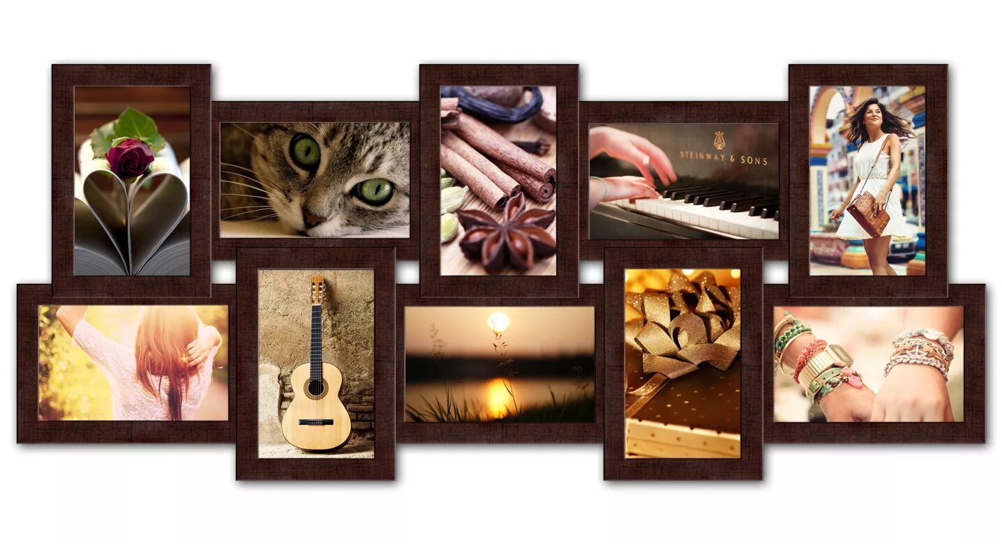 стеклянная рамка с цифровыми фотографиями. фоторамка с часами. коллаж горизонтальный. паспарту для рамки для печати. фоторамки декорированные.