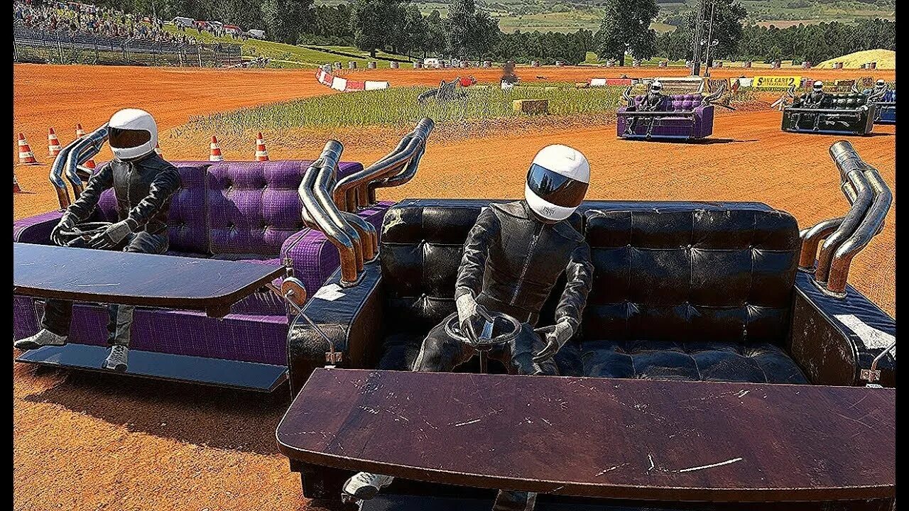 Можно ли гонять. Гонки на диванах. Гоночный диван. Wreckfest гонки на диванах. Диванные гонки.