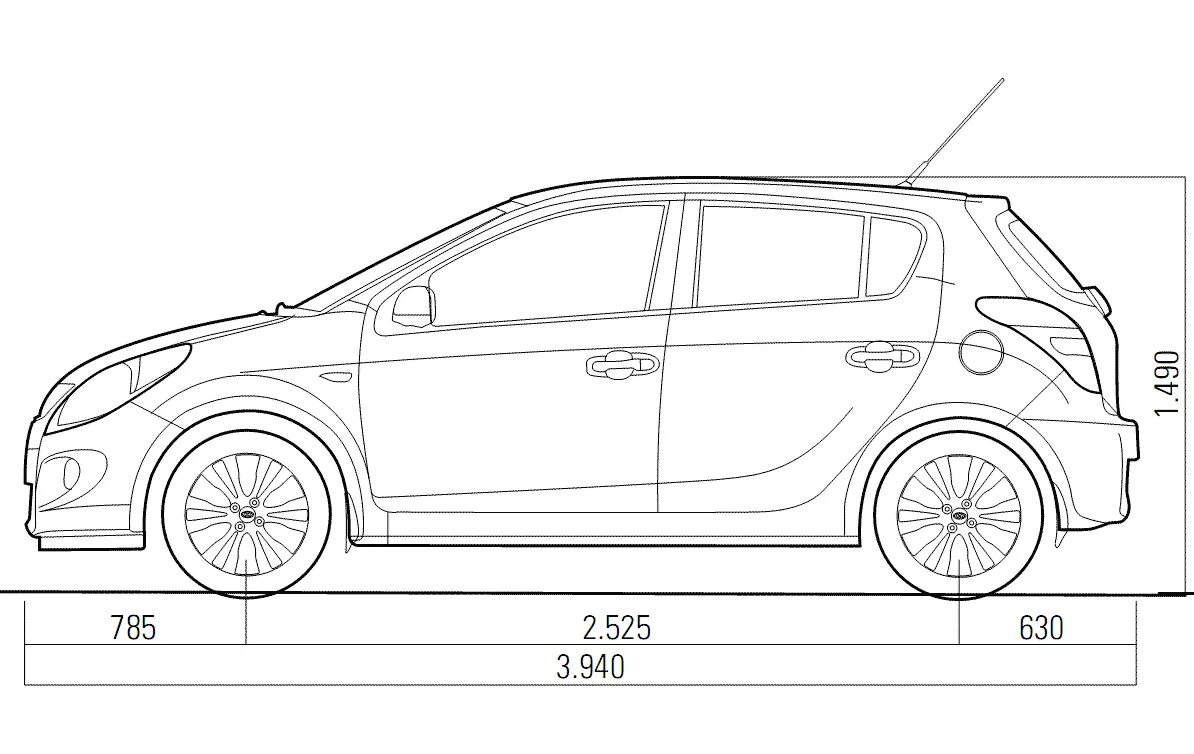 Hyundai i20 габариты. Габариты Хендай i20 хэтчбек. Hyundai i20 чертеж. Hyundai i20 2009 габариты. Хендай хэтчбек размеры