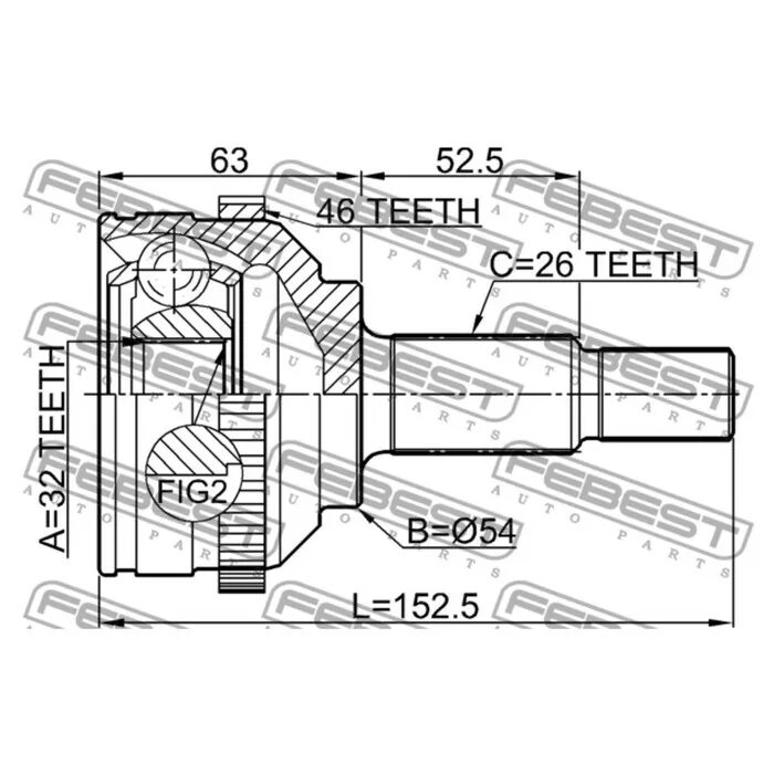 54 x 26. Шрус patron арт. 54 x 26. Диск 54. Шрус febest арт.