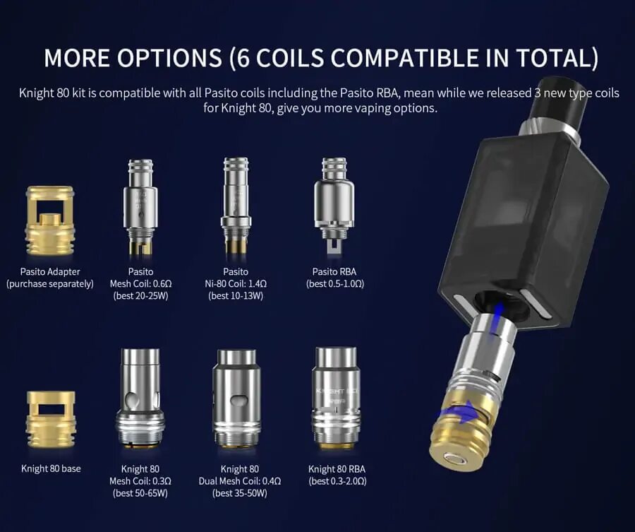 Почему не видит испаритель. Испаритель Smoant pasito2 / Knight 80 RBA Coil. Испаритель Smoant k3 0.6ohm Knight/Pasito II. Knight 80 адаптер на испаритель. Испаритель Knight 80 0.3ohm Mesh Coil.