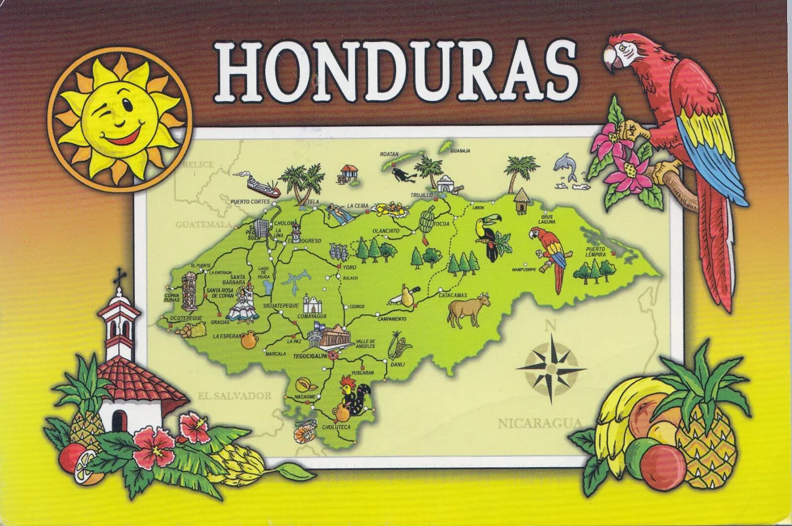 Гондурас на карте. Honduras на карте.