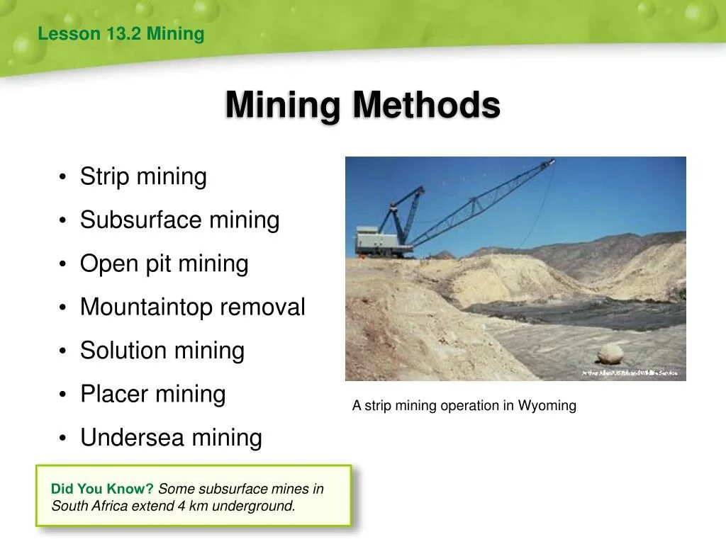 Methods of mining. Mining methods. strip mining. why do mining companies need to use different subsurface mining methods?к. raisebore mining method.