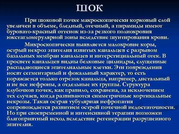 Ренальная острая почечная недостаточность. Острая почечная недостаточность патогенез. Почечная недостаточность при шоке. Острая почечная недостаточность пример диагноза. Клиническое проявление шоковой почки.