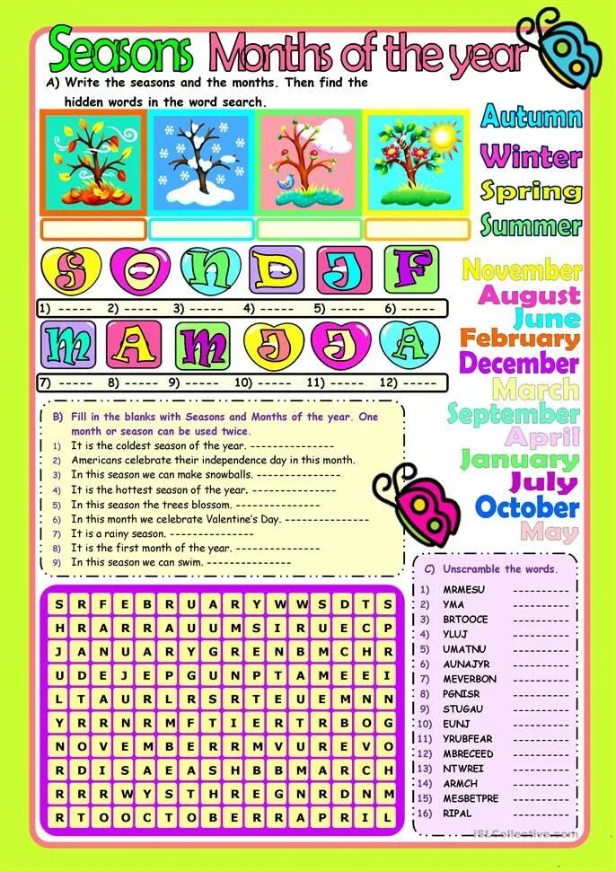 Месяца Worksheets. Месяца на англ упражнения. Задания по английскому времена года. Seasons упражнения английский язык. Seasons months of the year