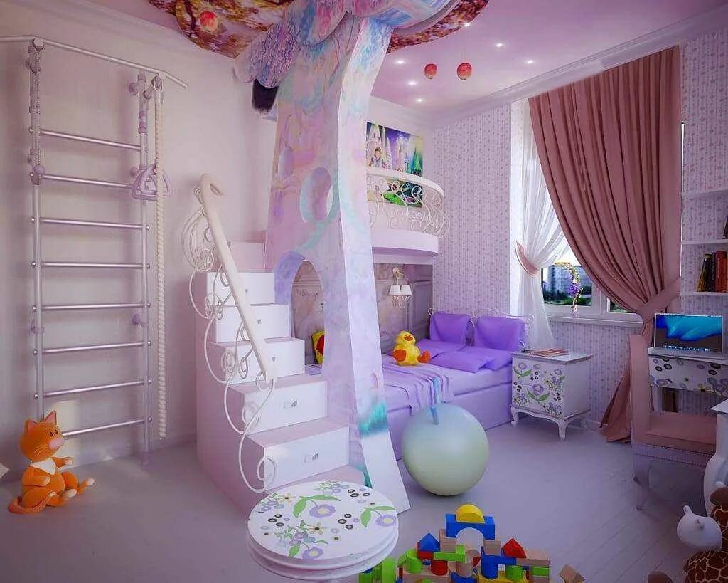Красивая комната для девочки. Красивые детские комнаты. Комната для девочки 6 лет. Необычная детская комната для девочки. Спальня для маленькой принцессы.