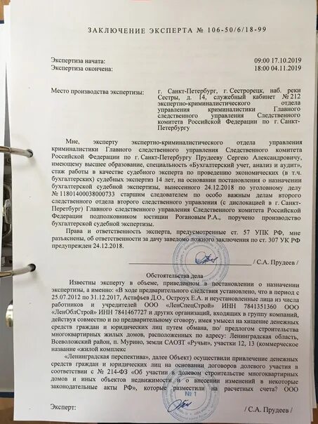 Судебное заключение образец