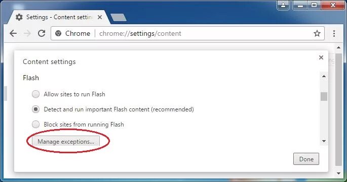 Flash content. Chrome://settings/content/flash. chrome://settings/. flash setting. profile.content_settings.exceptions.safebrowsing.