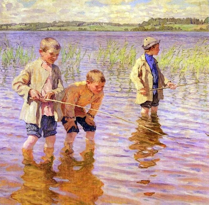 Весь день ребята ловили рыбу