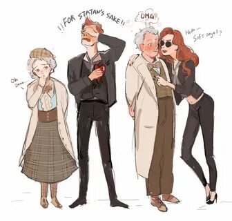 "!fem aziraphale & crowley 😊 😊 超 愛 畫 美 眉...#GoodOmens #GoodOmens...