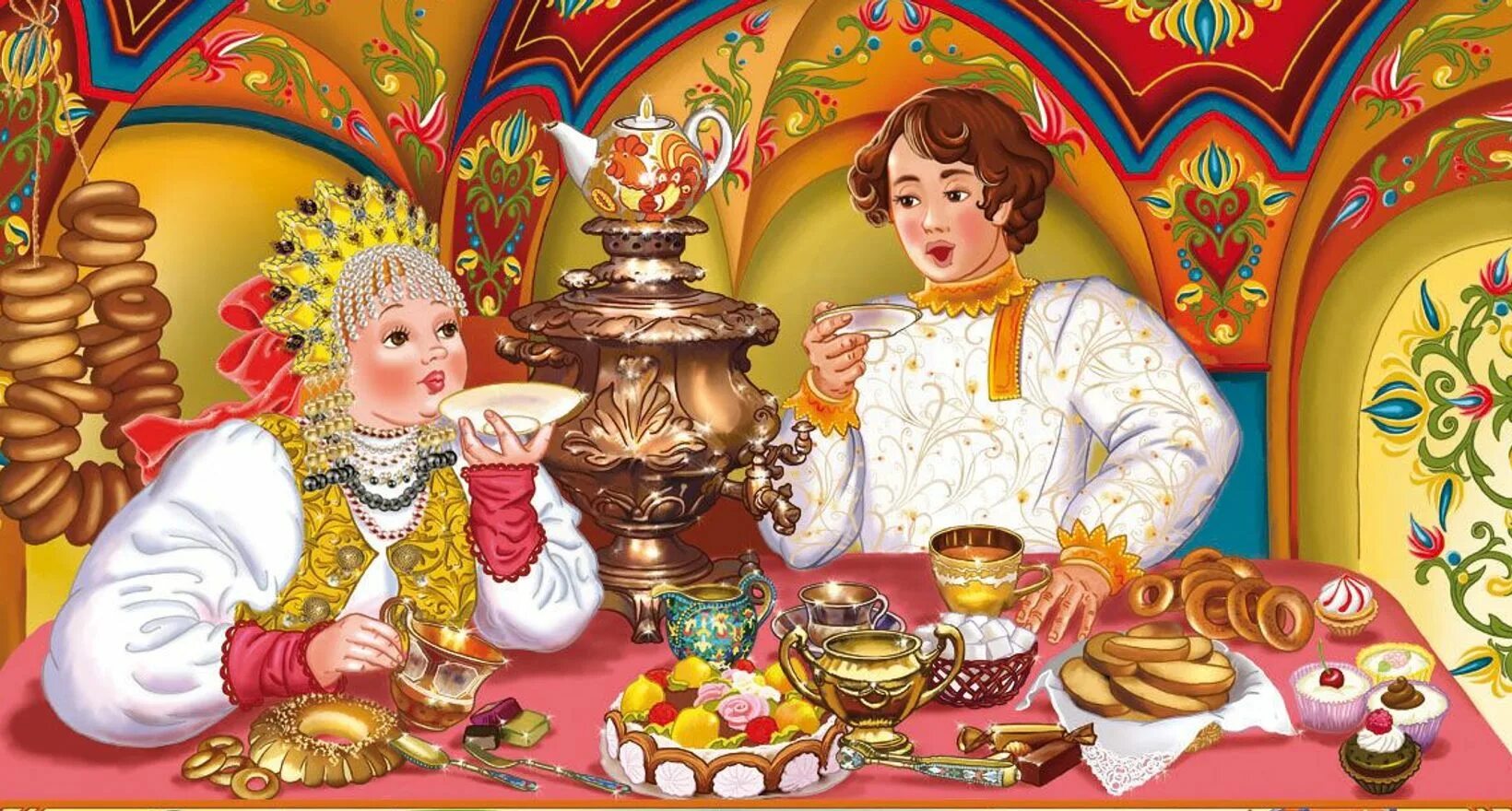 Скатерть Самобранка с самоваром. Чаепитие посиделки. Традиционное русское чаепитие. Русско народное чаепитие. Семейный самовар