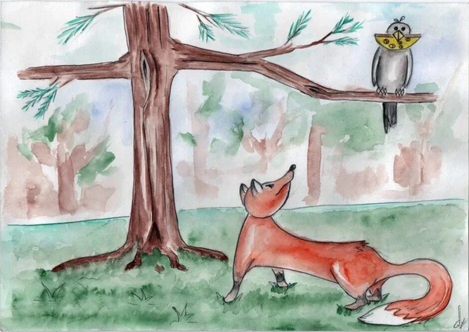 Лисица и ворон иллюстрации. Басня Крылова ворона и лисица. Рисунок к басне ворона и лисица. Рисунок к басне ворона илистца. Рисунок кбасне ворона и лсица.